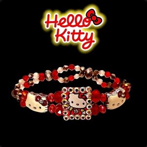 Hello Kitty Red Crystal Beaded Bracelet New